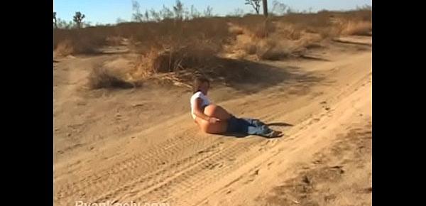  Petite Young Ryan Keely Flashing and Fucking Herself in the Dessert